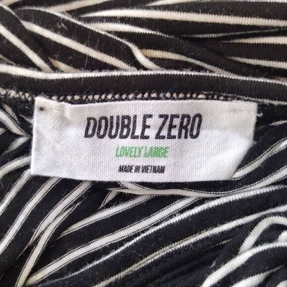 Double Zero Black White Striped Long Sleeve Top Sz L Womens Blouse Stretchy Tee - Picture 5 of 6